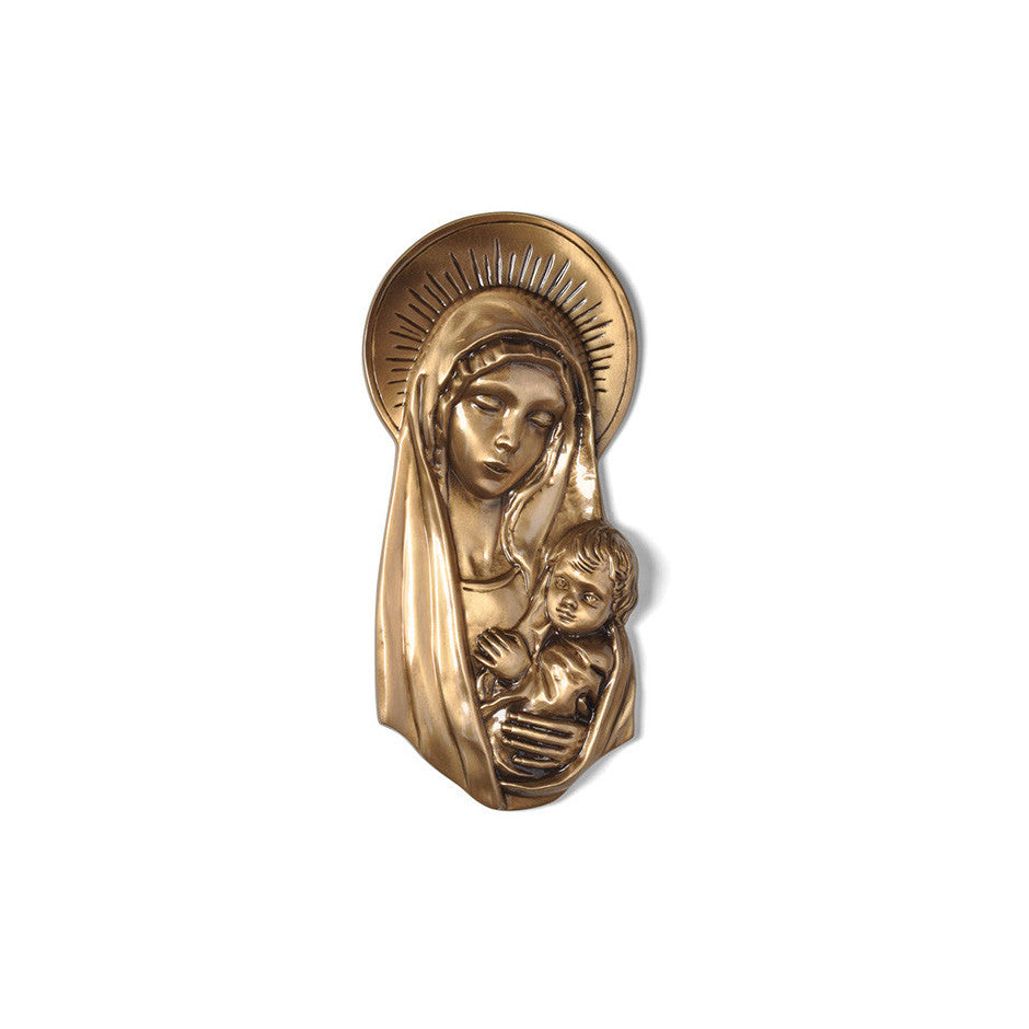 Madonna & Child With Halo Emblem - Global Bronze